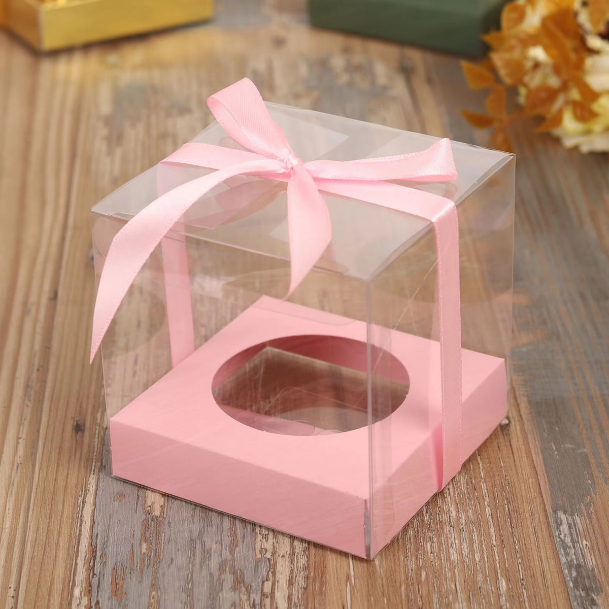 Single Clear Cupcake Box – With Ribbon
