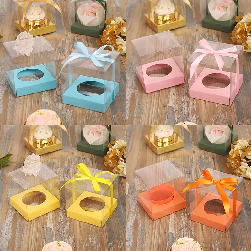 Single Clear Cupcake Box – With Ribbon