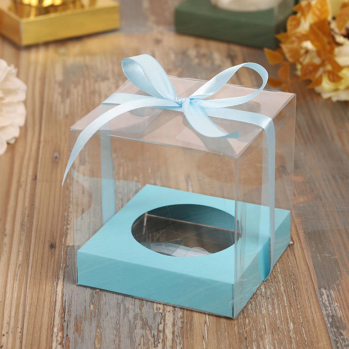 Single Clear Cupcake Box – With Ribbon