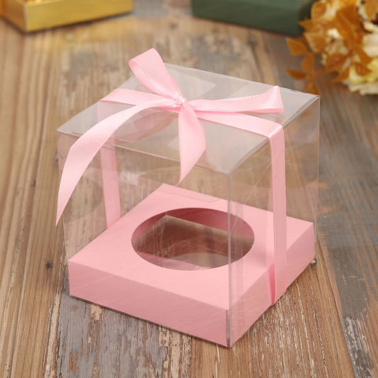 Single Clear Cupcake Box – With Ribbon